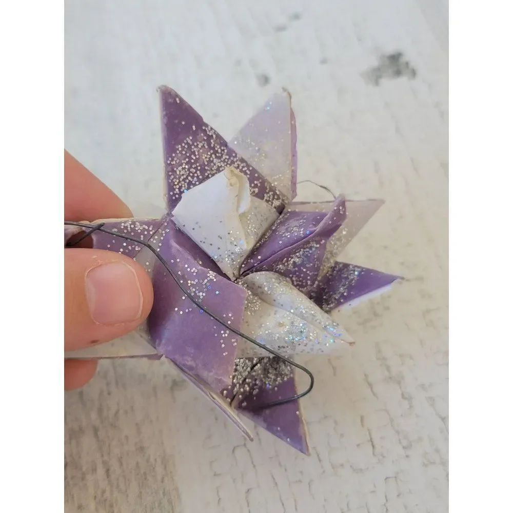 Handmade glitter‎ bow purple Xmas ornament Decor figure